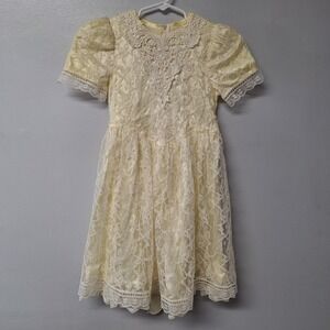 Gunne Sax Jessica McClintock Girls Lace Dress Toddler Formal Party Ivory Vintage